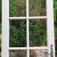 Old wooden door with small squares