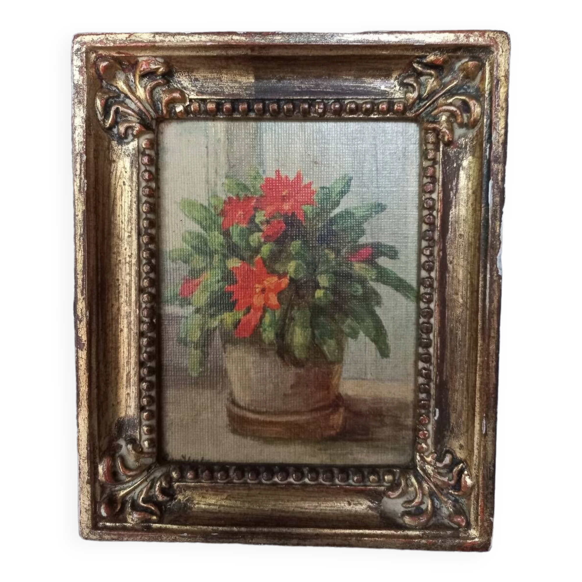 Bouquet of flowers in golden wood