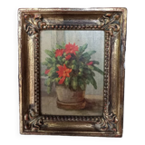 Bouquet of flowers in golden wood