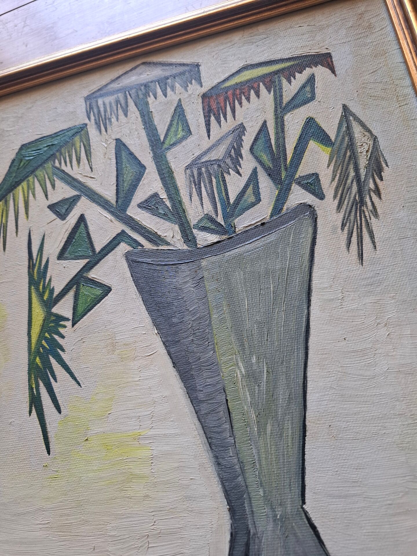 Tableau, huile sur toile dans le goût de Bernard Buffet, années 70