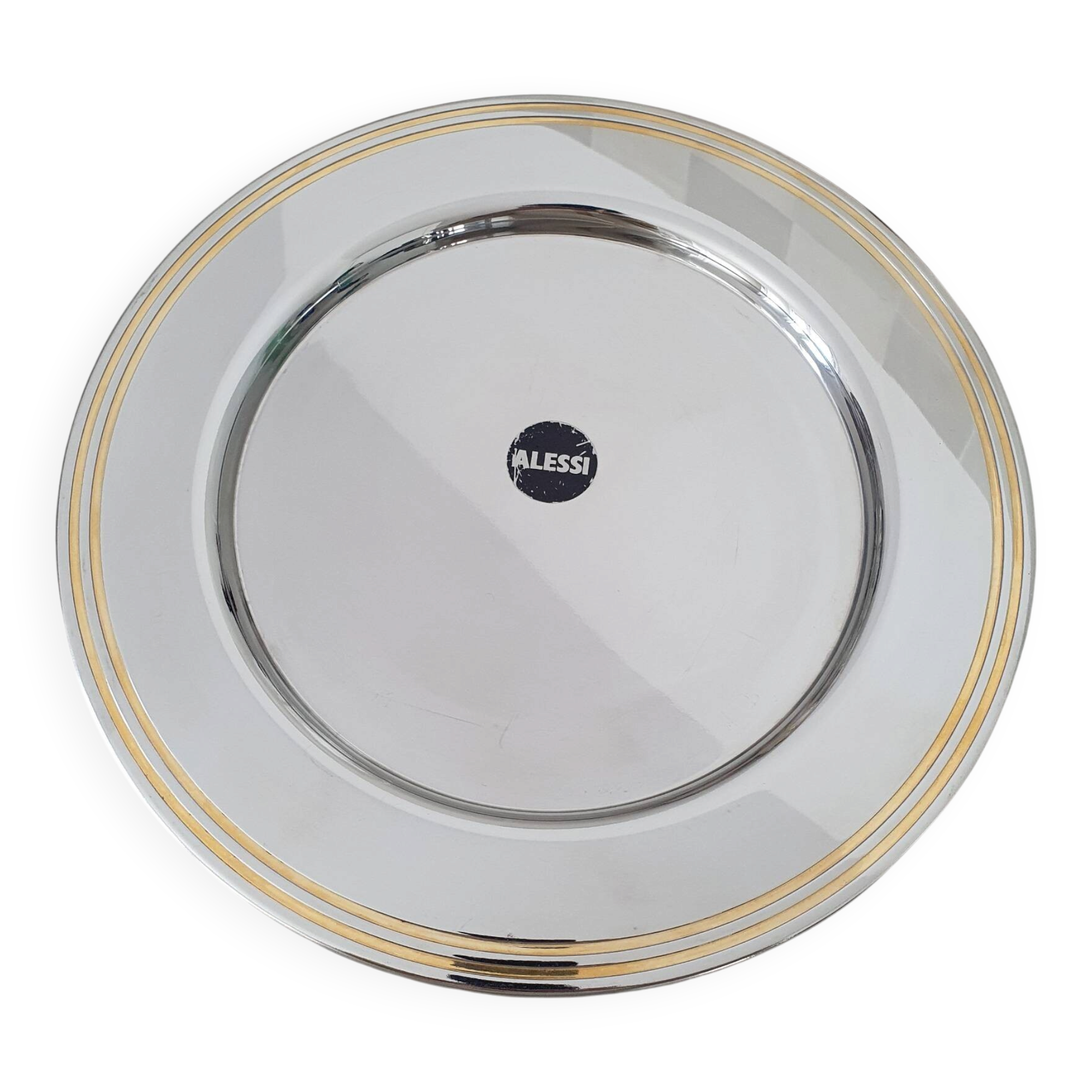 Alessi Ettore Sottsass / Serving plate stainless steel 18/10 and gold NG5100