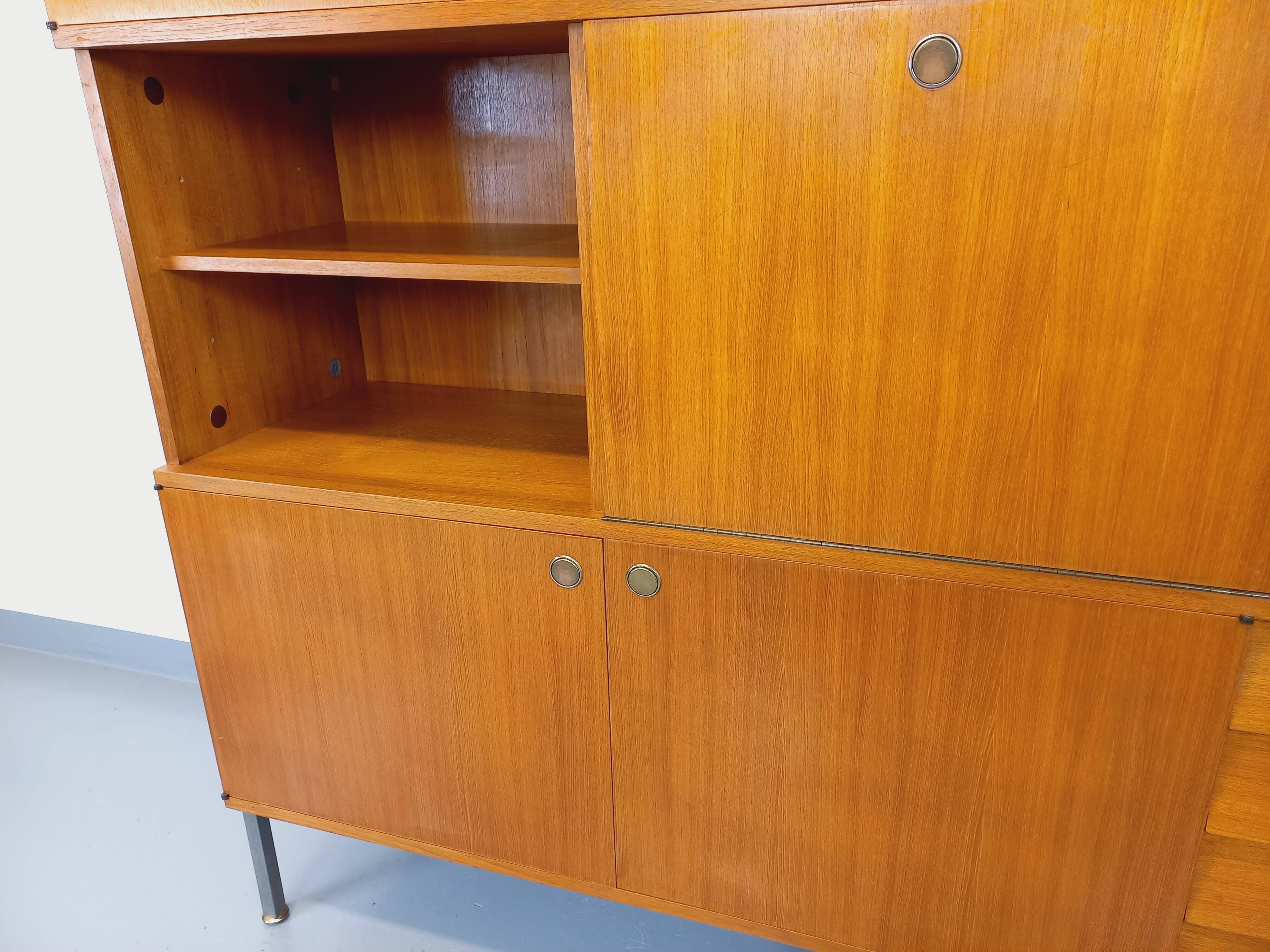 Louis Paolozzi modernist teak bookcase and secretary storage unit