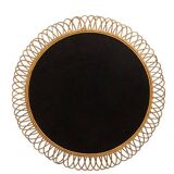 Miroir rond en rotin à entrelacs. Années 1980.