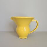 Modernist yellow ceramic pitcher / handmade / vintage / France / 1960s / mid-century / 20th century