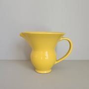 Modernist yellow ceramic pitcher / handmade / vintage / France / 1960s / mid-century / 20th century