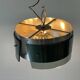 Suspended lamp in green glass and chrome, 1960s, Italy