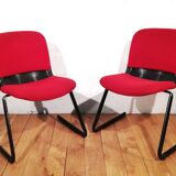 Chaise vintage tissu rouge