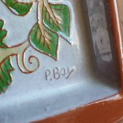 Terracotta plate signed P.Boy, glazed artisanal ceramics.