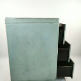 Antique Vintage Industrial 20th Century Light Blue Chest Of 3 Drawers