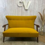 Yellow velvet sofa