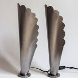 Pair of brushed steel lamps⎮60s, 70s