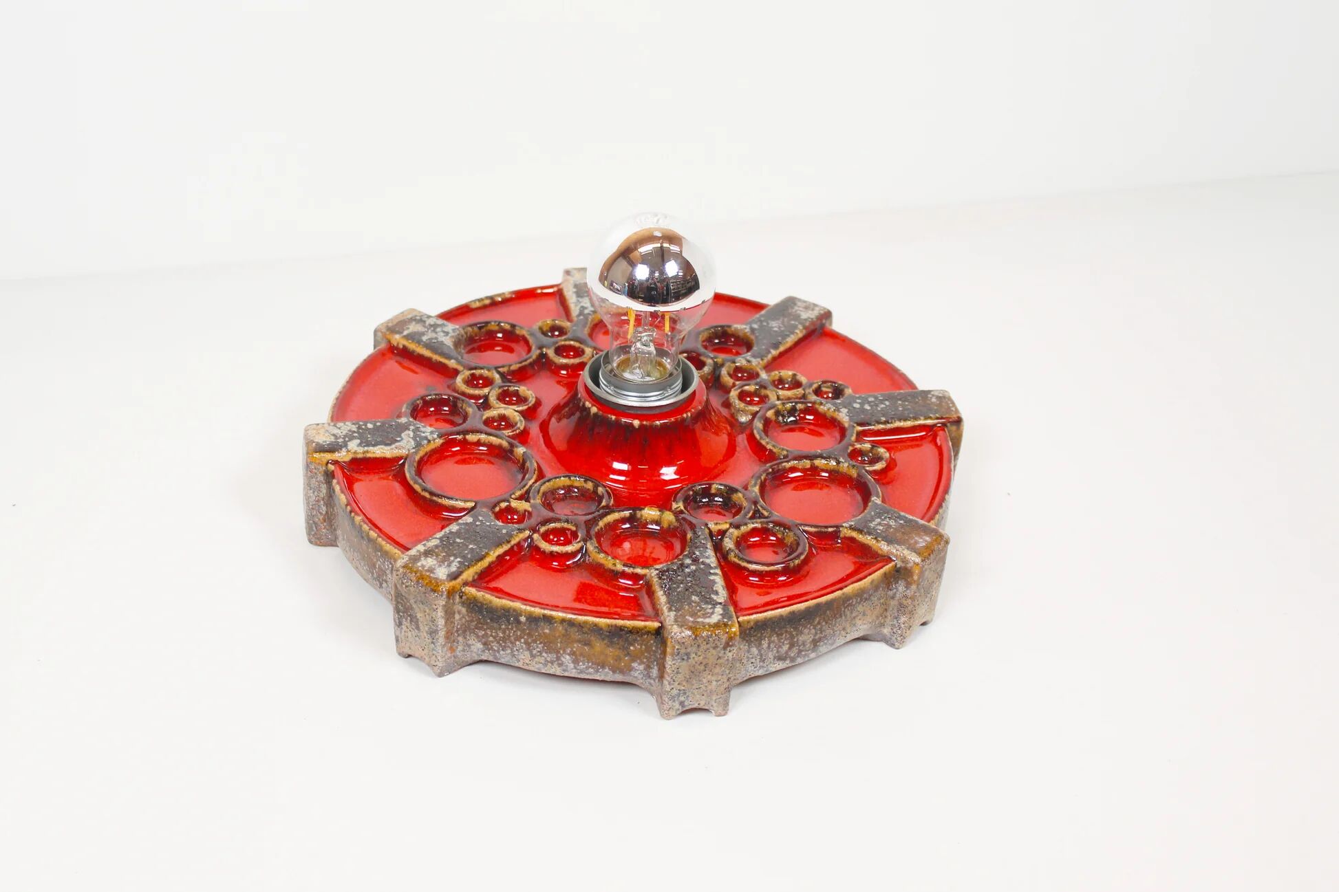 Vintage 1970s ceramic 'Fat Lava' style wall light by Hustadt Leuchten
