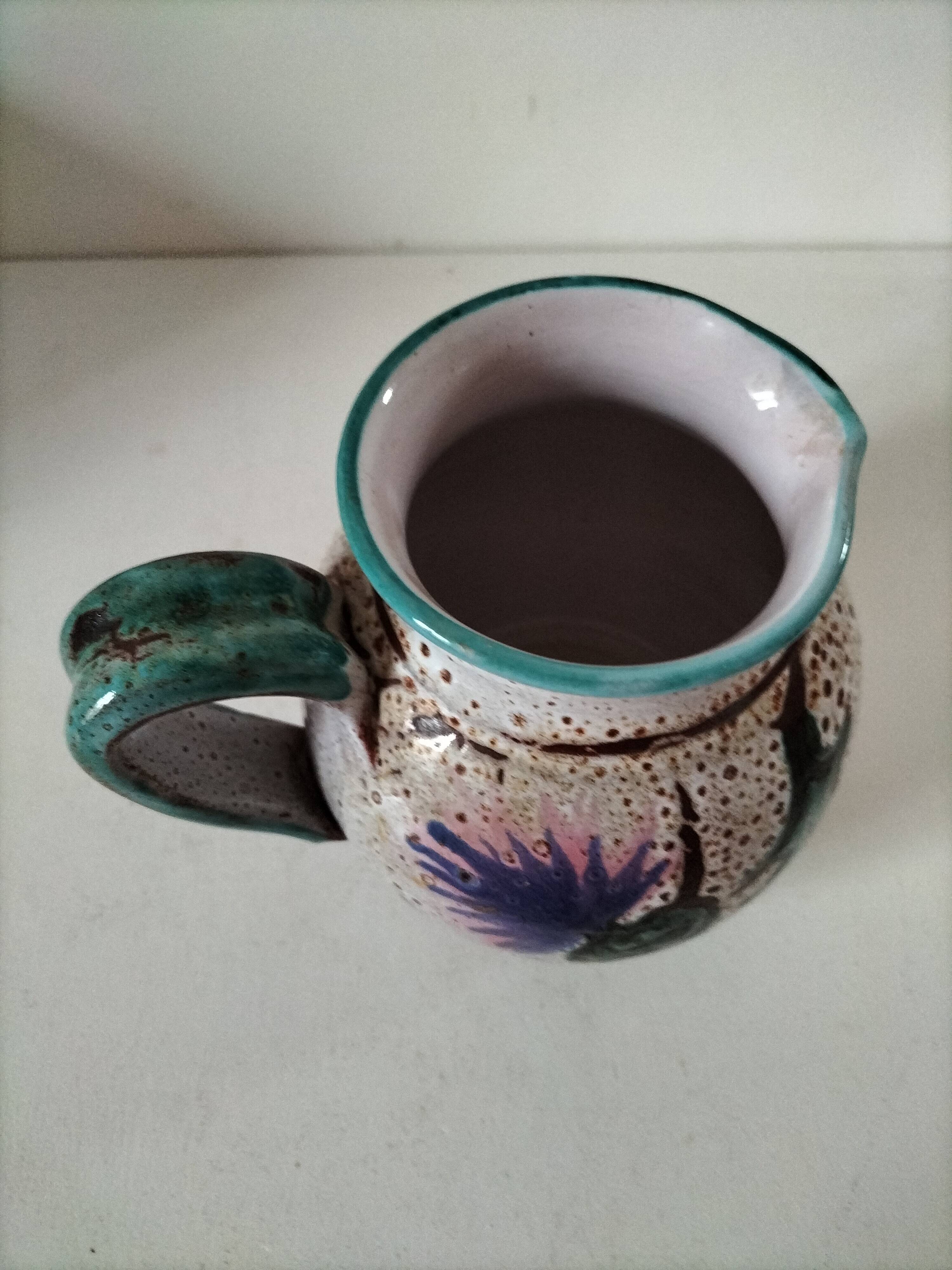 Pitcher with thistle motif by André Georges Pougues les Eaux