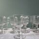 Set of 9 antique foot glasses in cut crystal