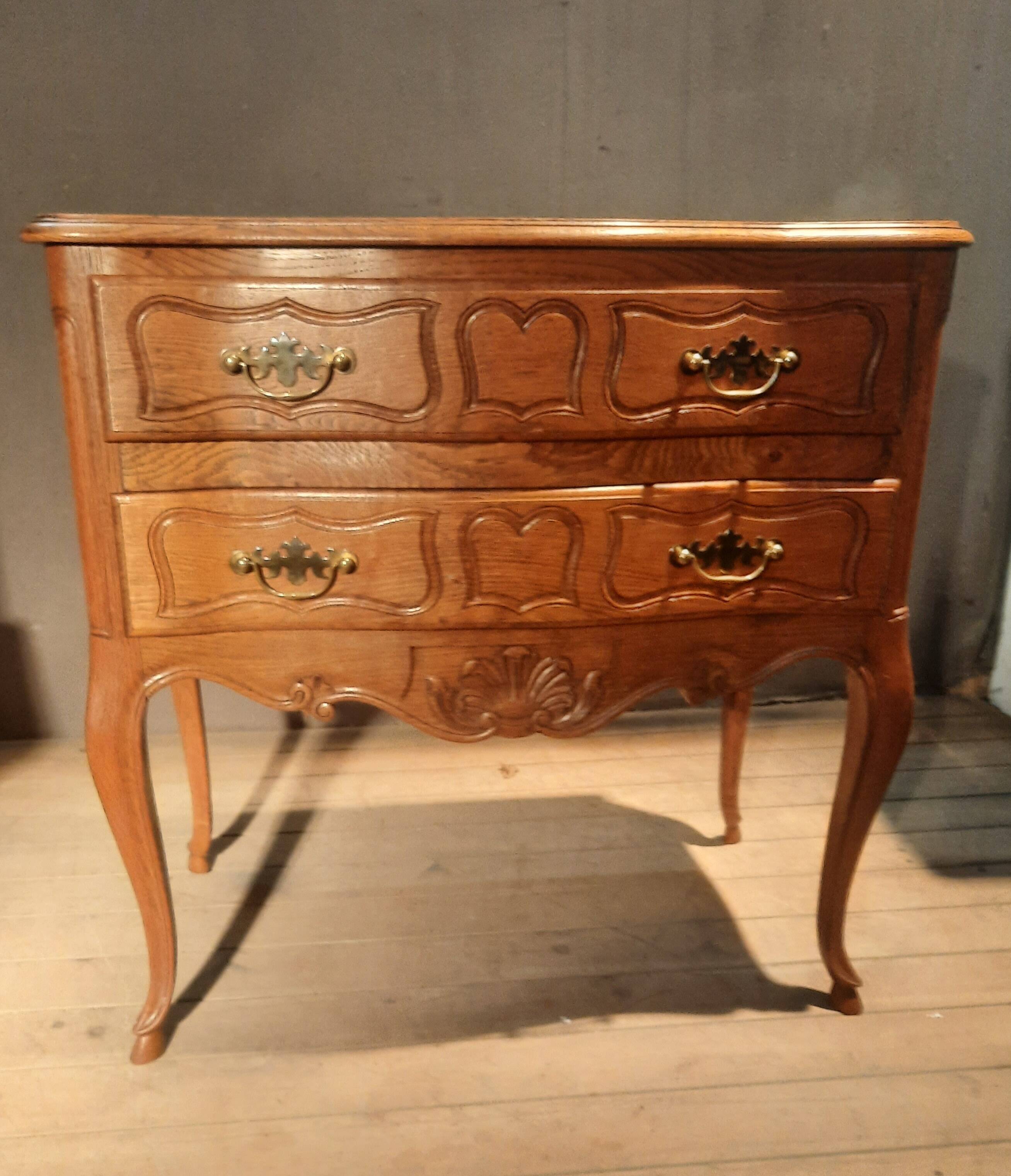 Louis XV style solid oak chest of drawers