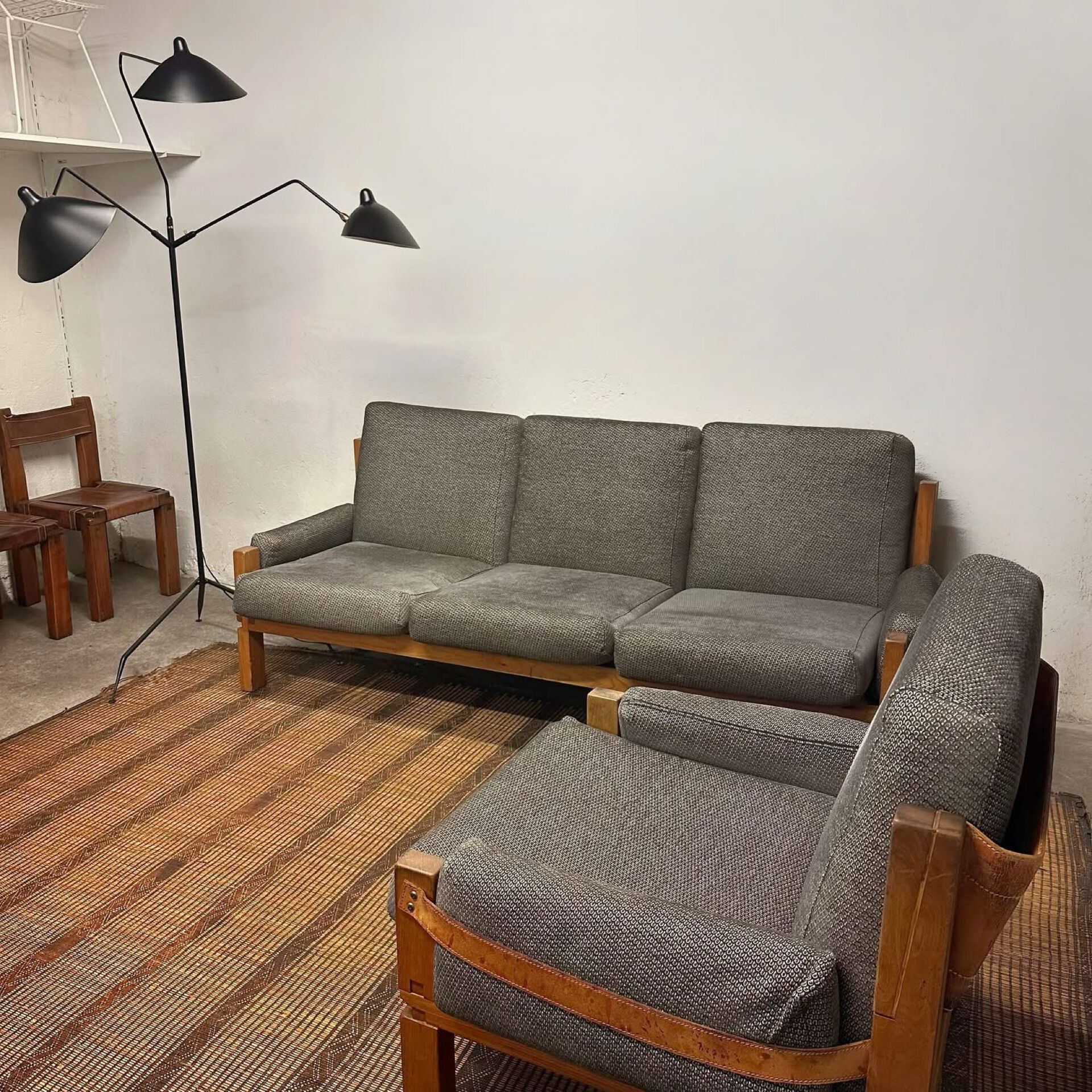 S32 sofa & its S15 armchair by Pierre Chapo, France, 1966