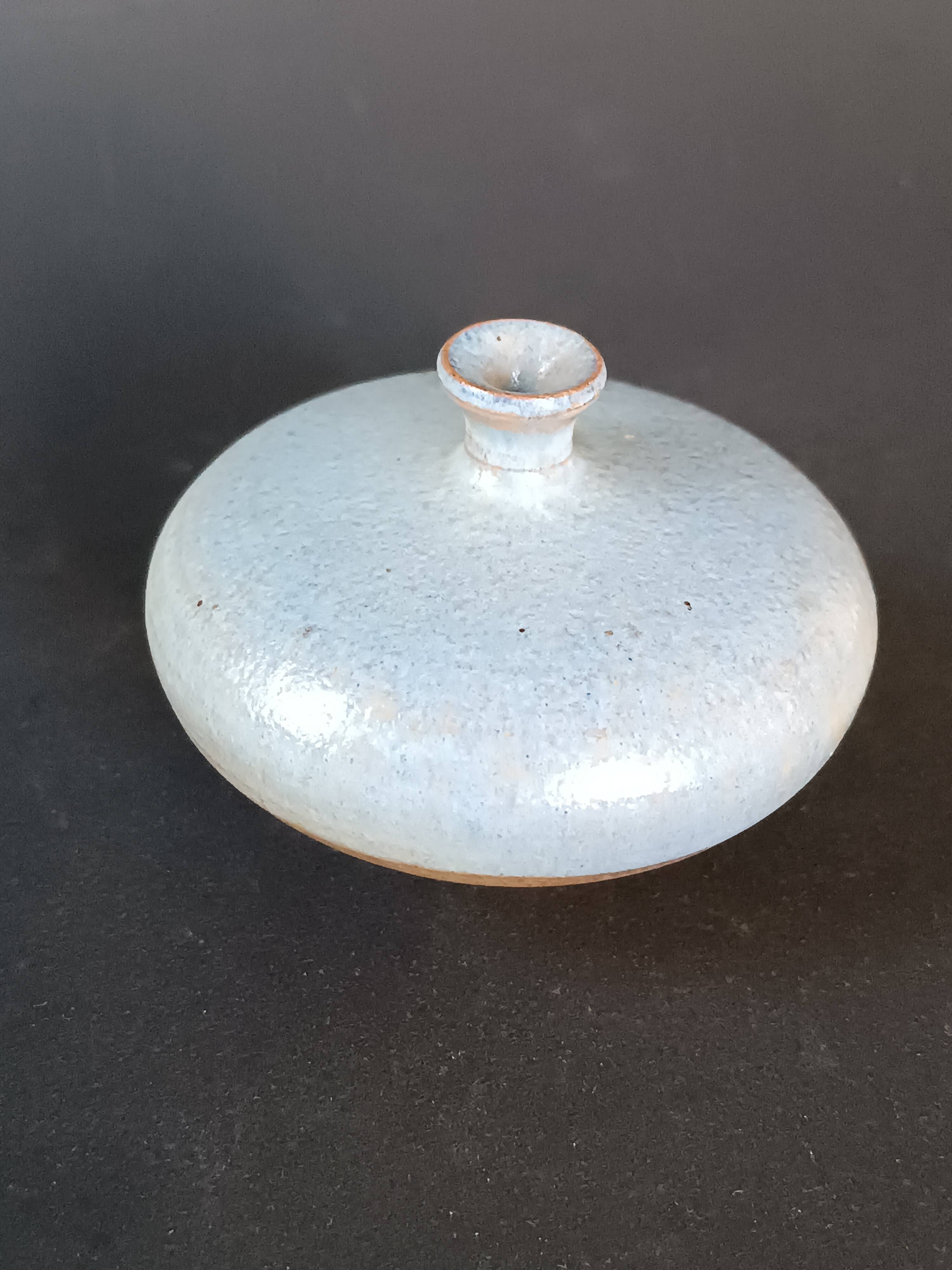 Glacier blue stoneware spherical ceramic Antonio Lampecco vintage