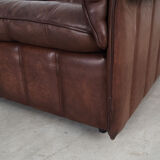 Fauteuil en cuir marron, design suisse, années 1970, fabrication: De Sede