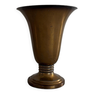 Art Deco conical table lamp in brass by Mazda, 1940s, France