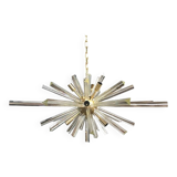 Contemporary Transparent “Triedro” Murano Glass Oval Sputnik Chandelier
