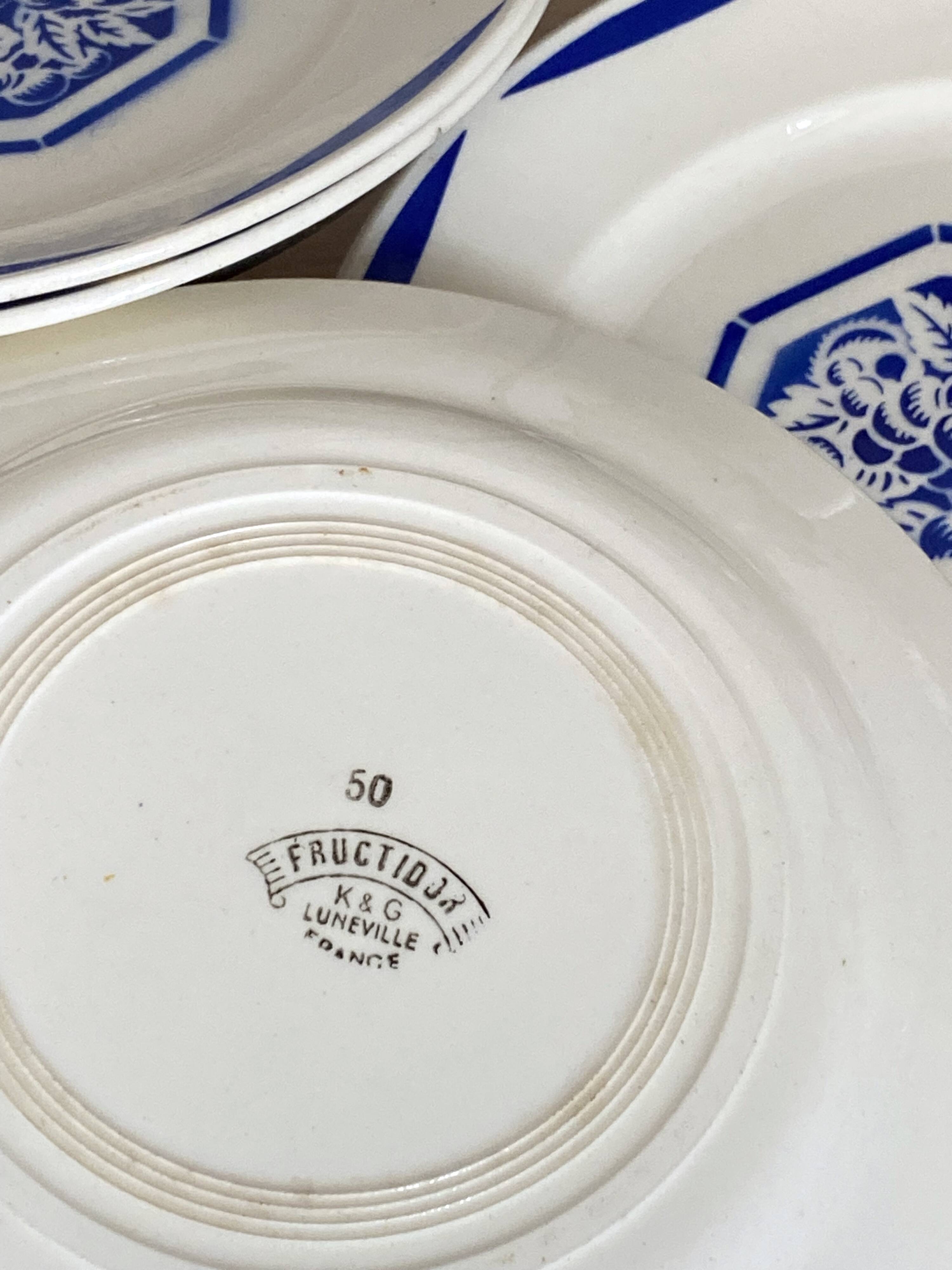 6 Luneville earthenware dinner plates