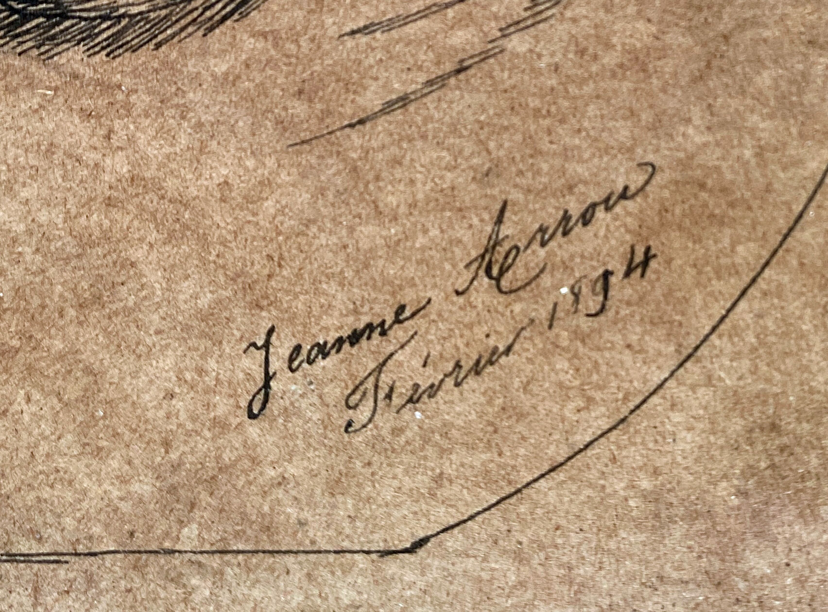 Painting "Portrait of horse" by Jeanne Arrow dated 1894 frame