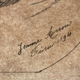 Painting "Portrait of horse" by Jeanne Arrow dated 1894 frame