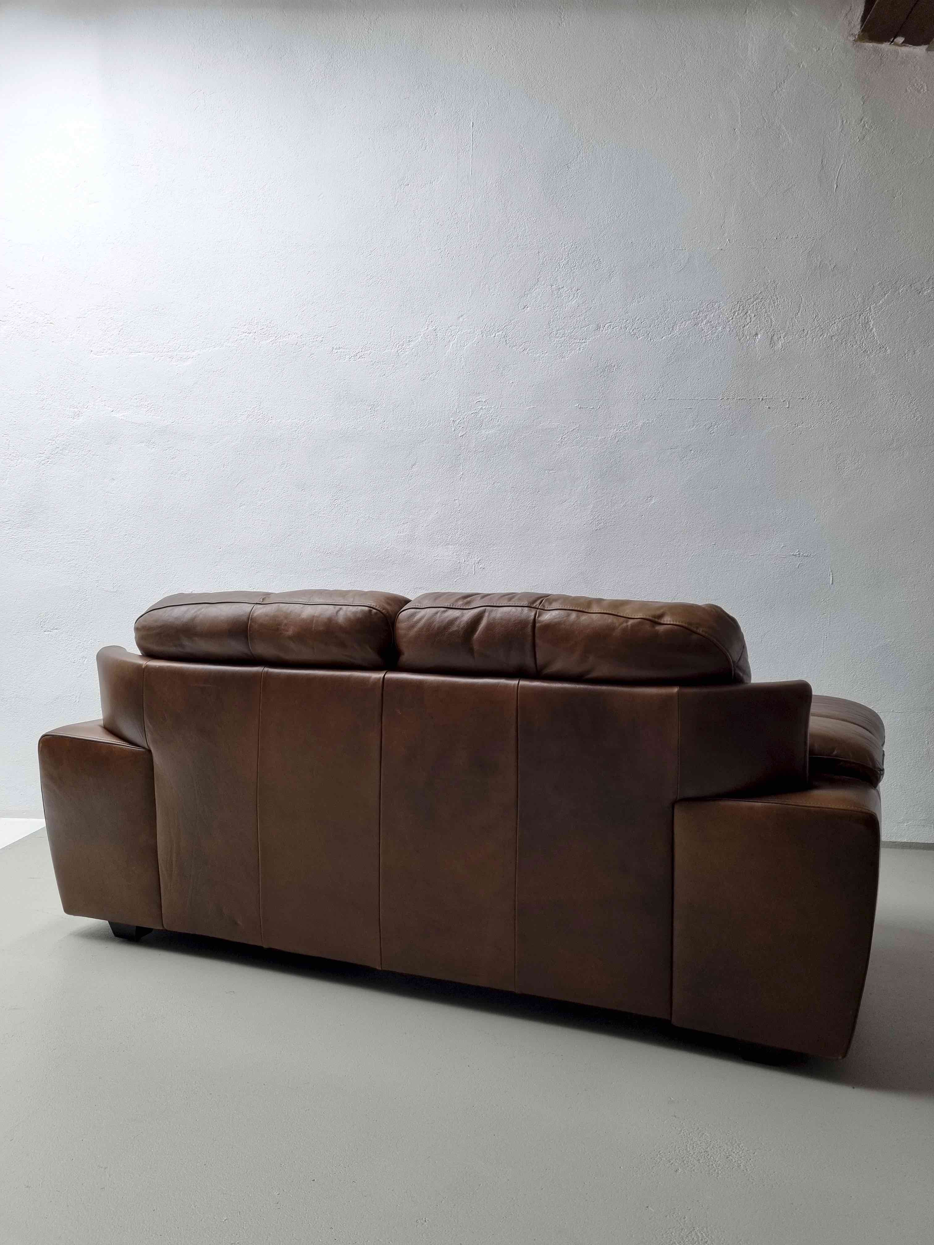 Brown buffalo leather sofa 193 cm