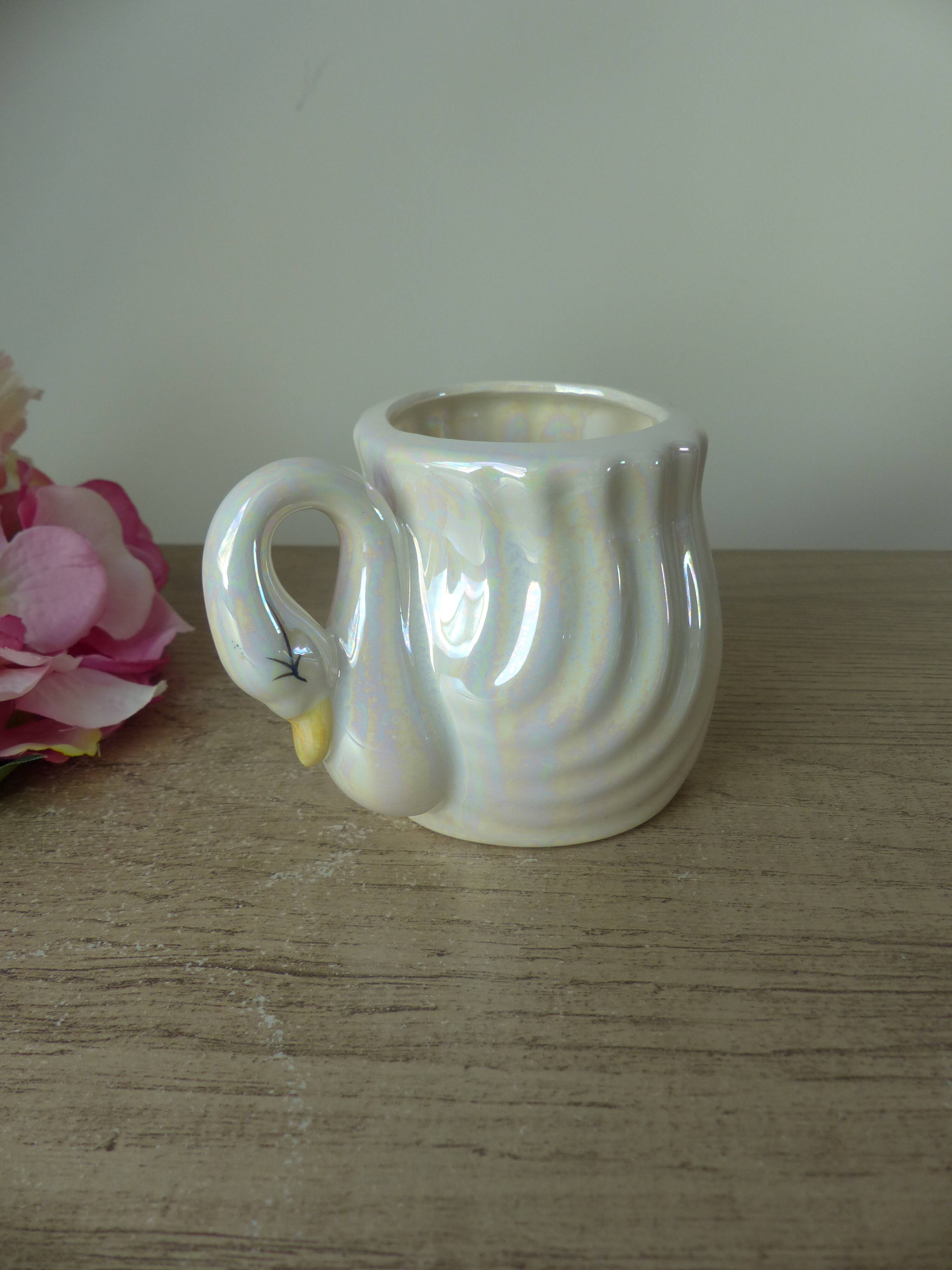 Iridescent Ceramic Swan Tumbler, Swan Pot Bathroom Decoration