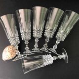 6 Arques crystal champagne flutes