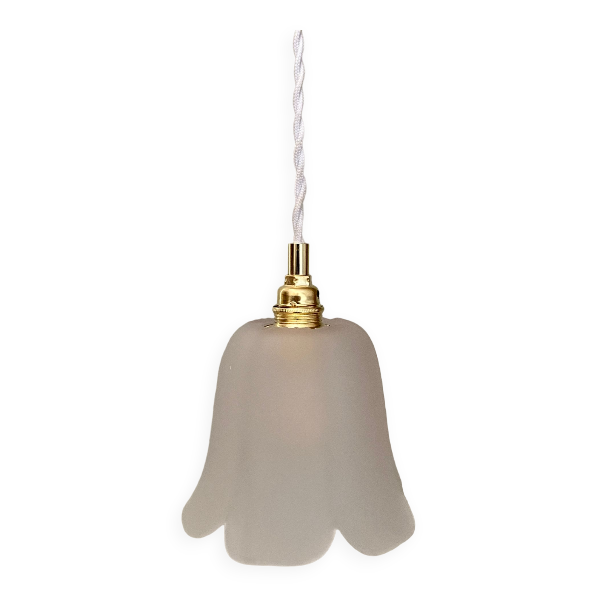 Vintage tulip pendant in frosted glass in the shape of a flower
