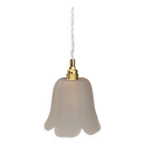 Vintage tulip pendant in frosted glass in the shape of a flower