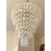 Transparent and White “Ricci” Murano Glass Chandelier