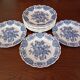Assiettes plates anglaises Ridgway 'Windsor' bleu & blanc