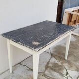 Old patinated bistro table with one drawer - 1m20