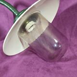 Farmyard lamp, or workshop lamp, gooseneck and shell globe
