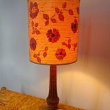 Lampe à poser vintage abat jour tissé  fleurs