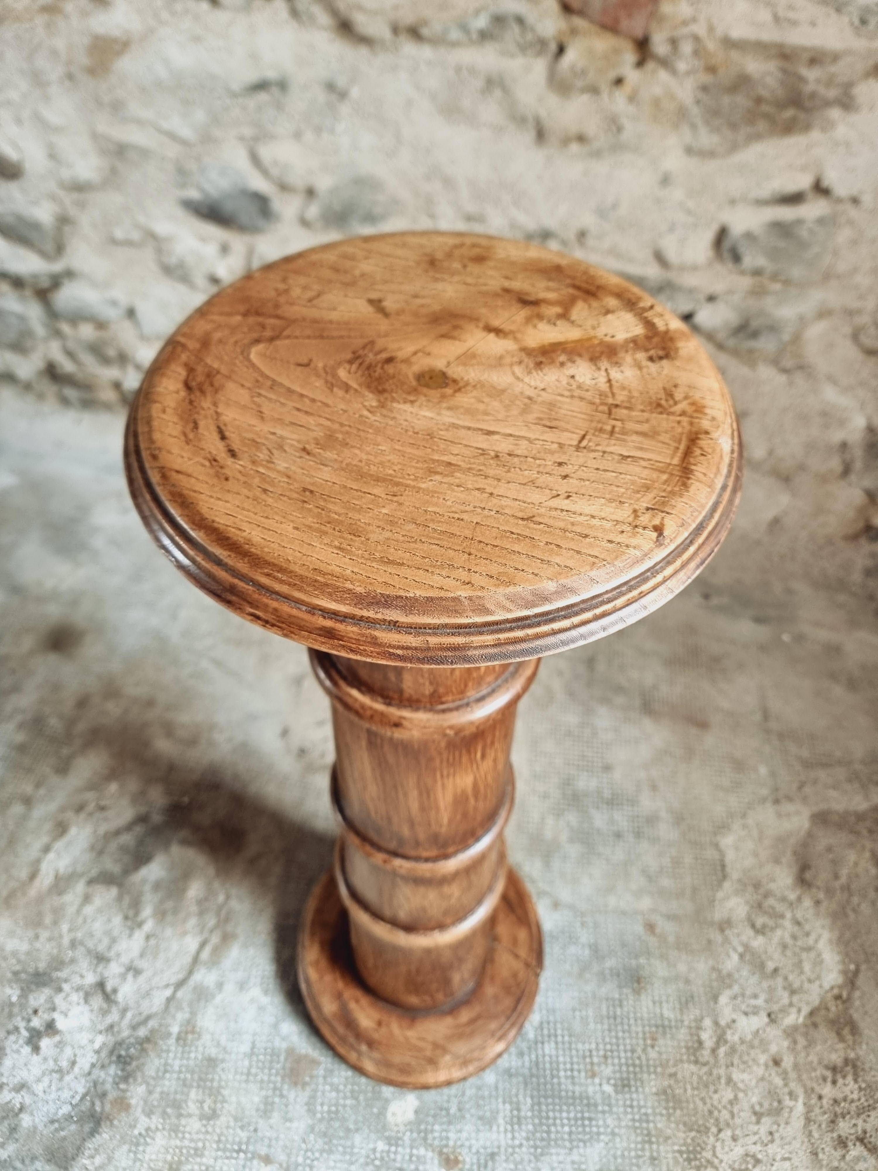Antique elm side table – French column circa 1900 – Plant stand