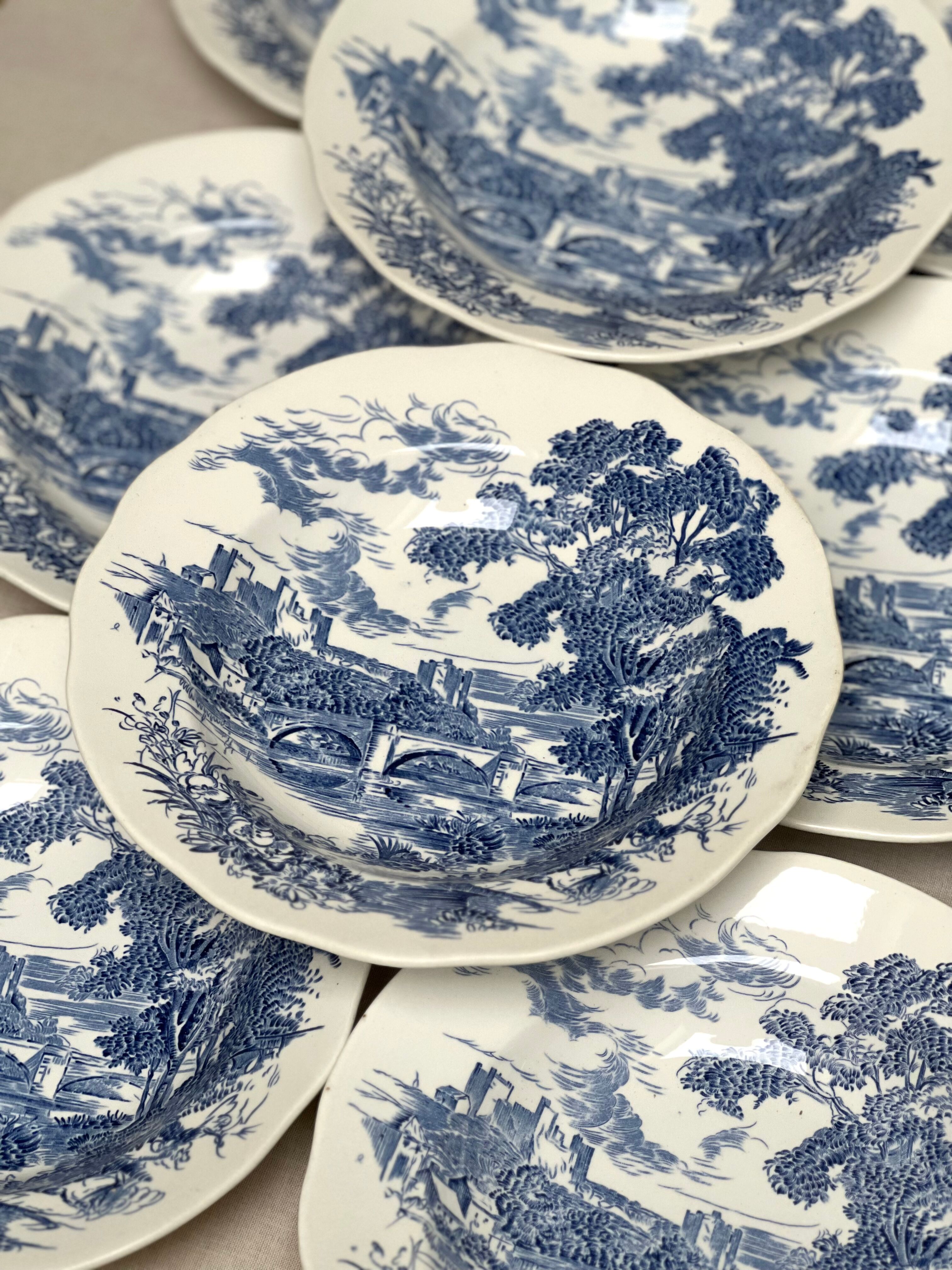 English plates Gien countryside