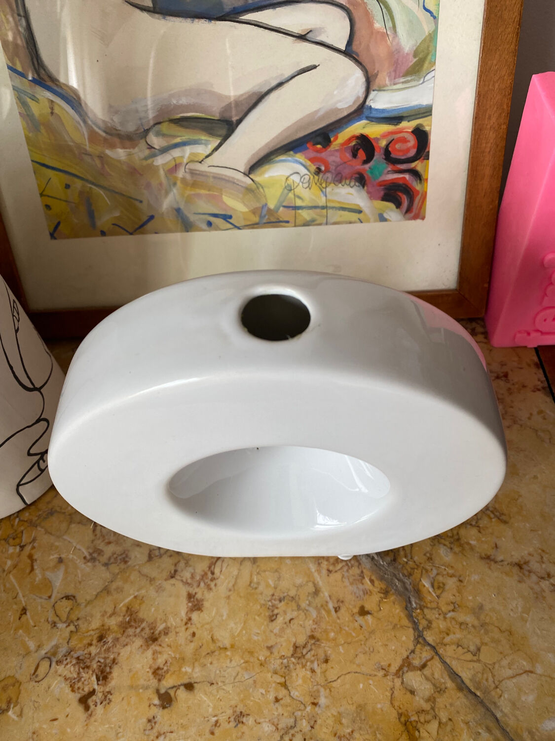 Round vintage ceramic vase