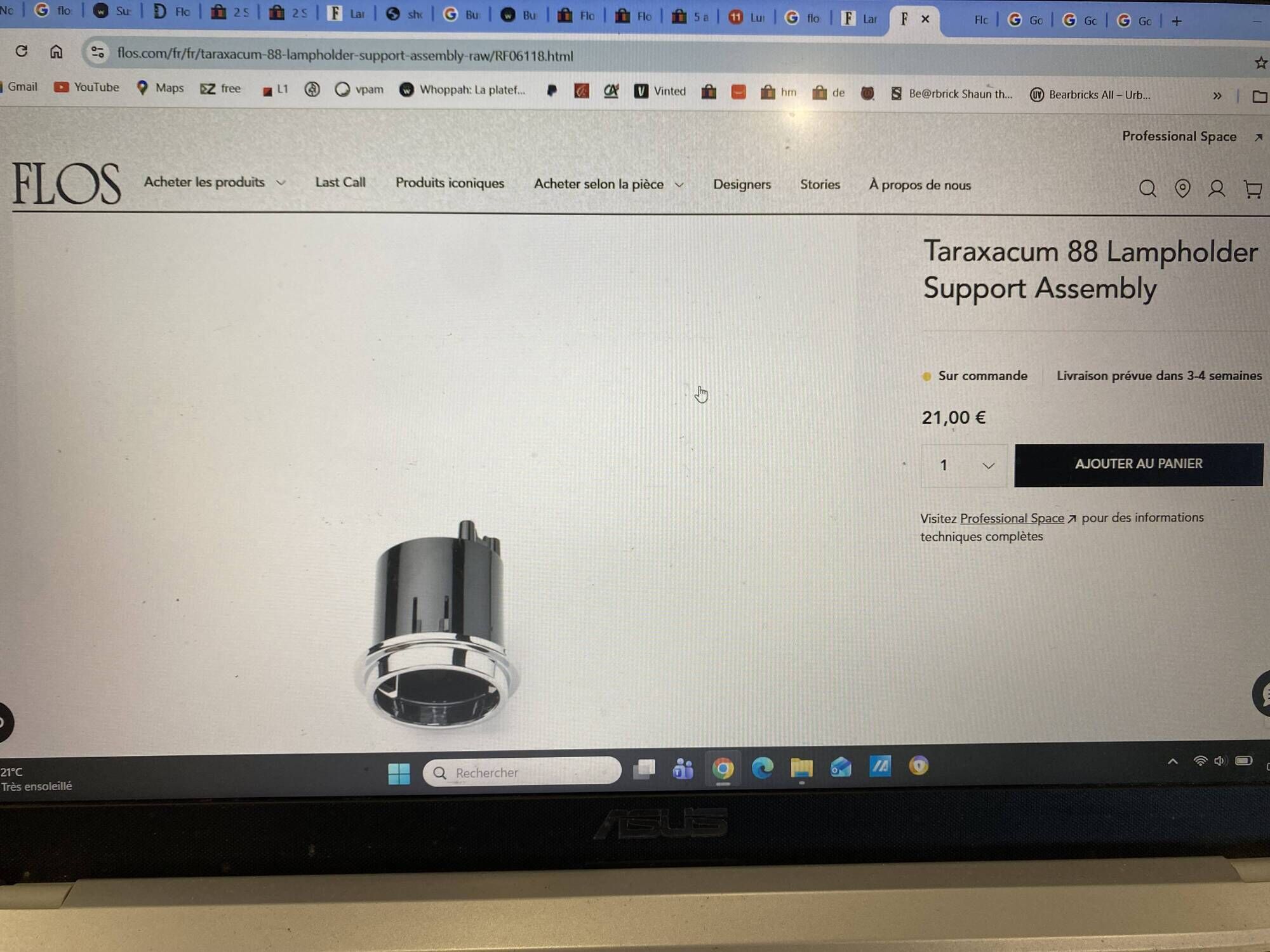 Suspension lamp taraxacum 88 s1 achille castiglioni flos aluminium vintage