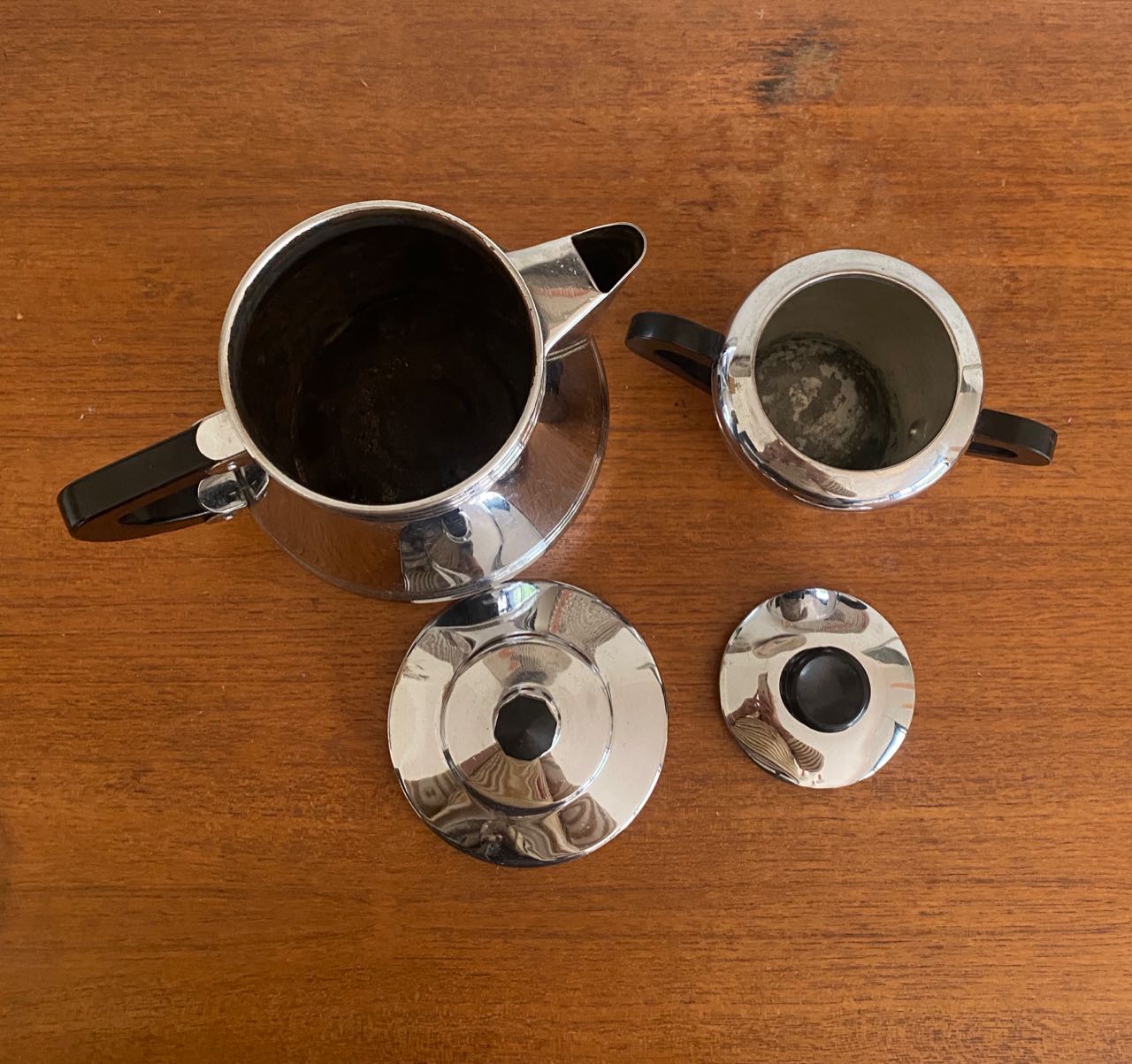 Teapot and copper sugar pot