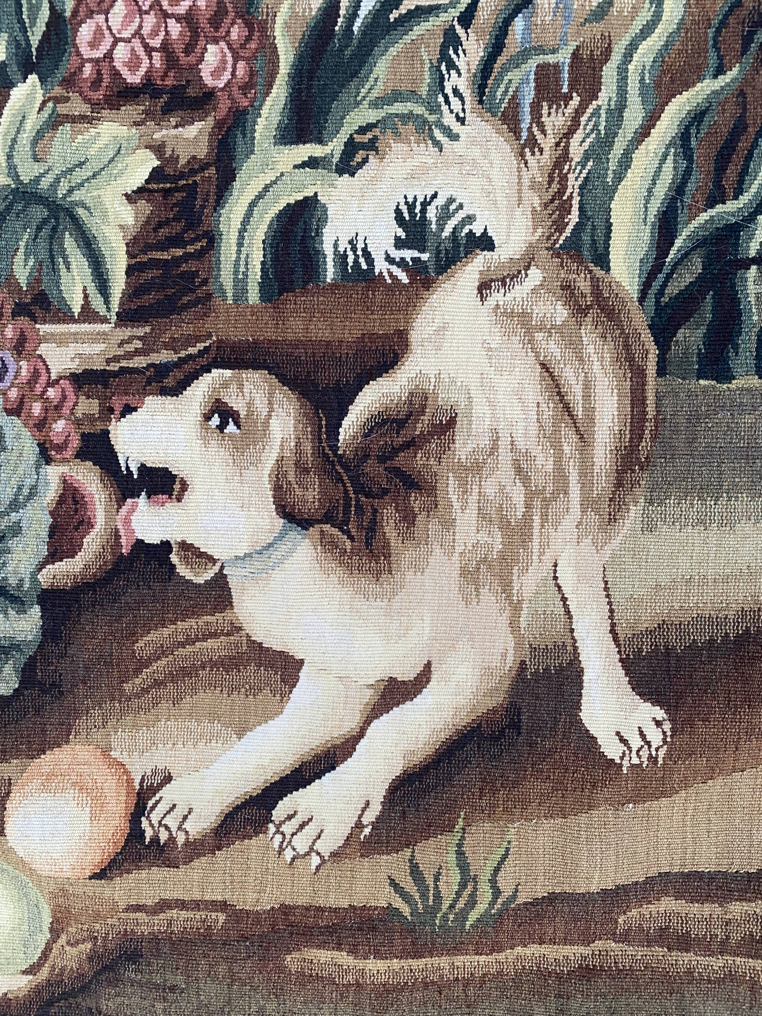 Handmade aubusson vintage tapestry 116x149 cm
