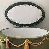 Green velvet chest pouf from the 70s