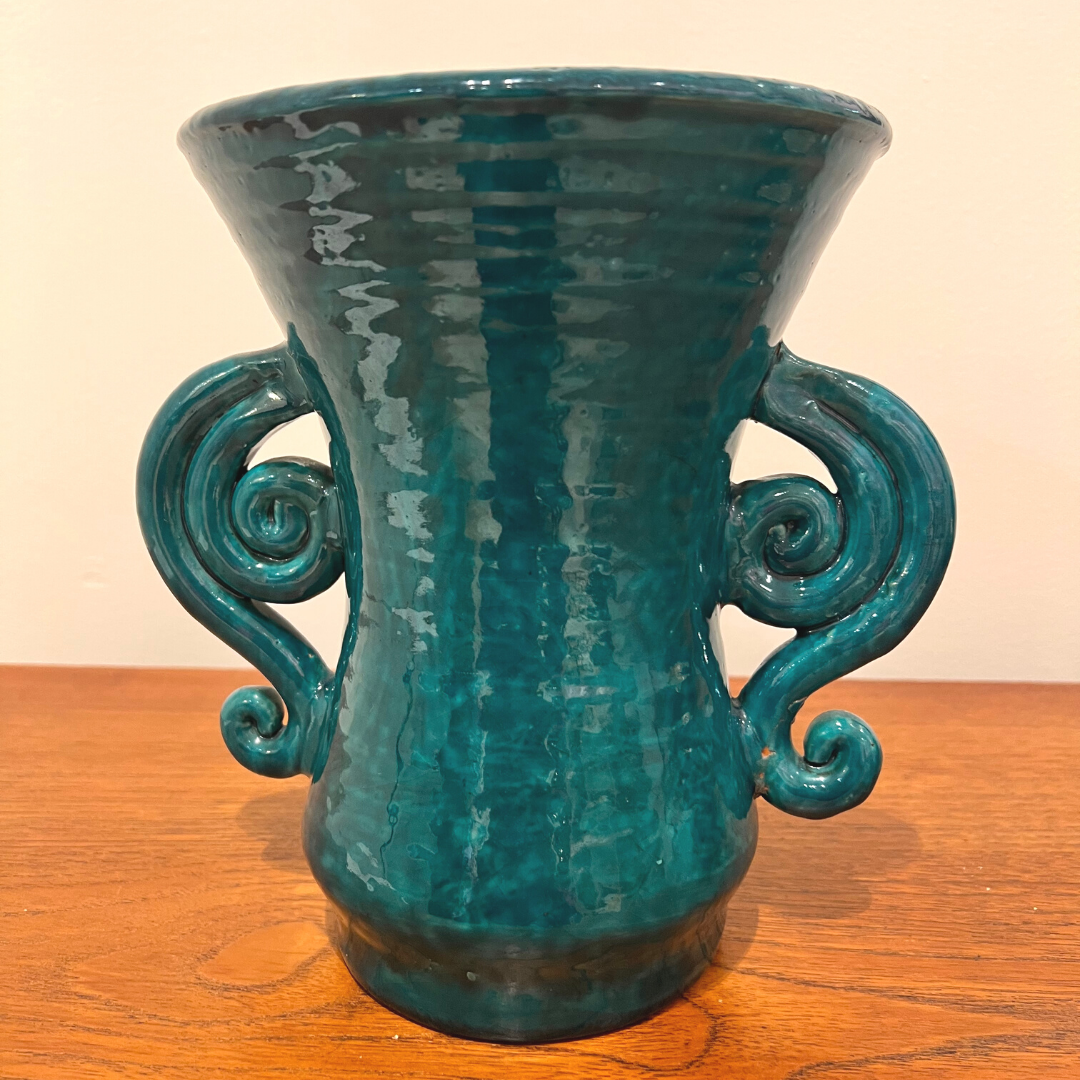 Vase in green enamelled green Jean Austruy