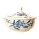Creil and Montereau ceramic soup tureen with blue flower pattern