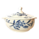 Creil and Montereau ceramic soup tureen with blue flower pattern