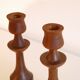 Pair of Scandinavian candle holders in teak 1960