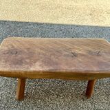 Brutalist style solid wood low stool