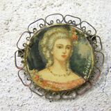 Watercolor miniature female portrait Signed Guérard